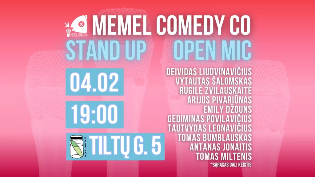 Stand up komedijos renginys „Open Mic“ – Memel Comedy Co