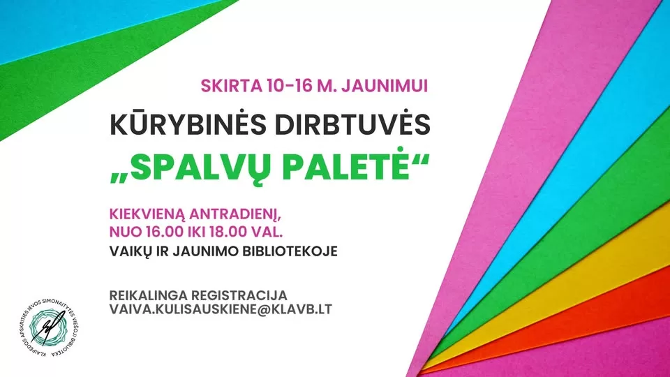 Kūrybinės dirbtuvės jaunimui „Spalvų paletė”
