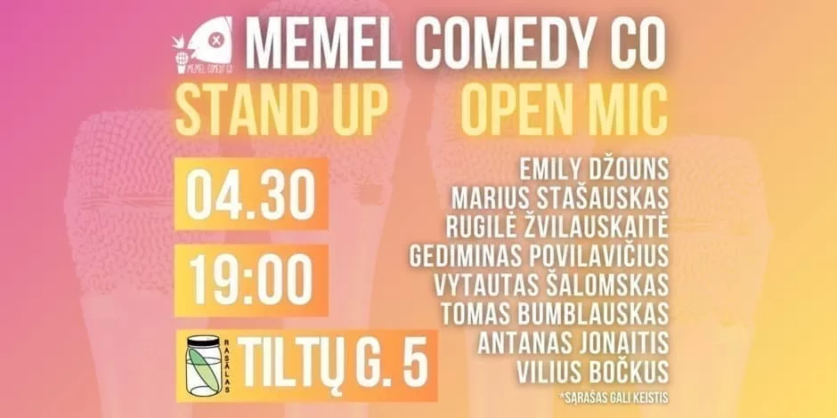 Stand up komedijos renginys „Open Mic“ – Memel Comedy Co