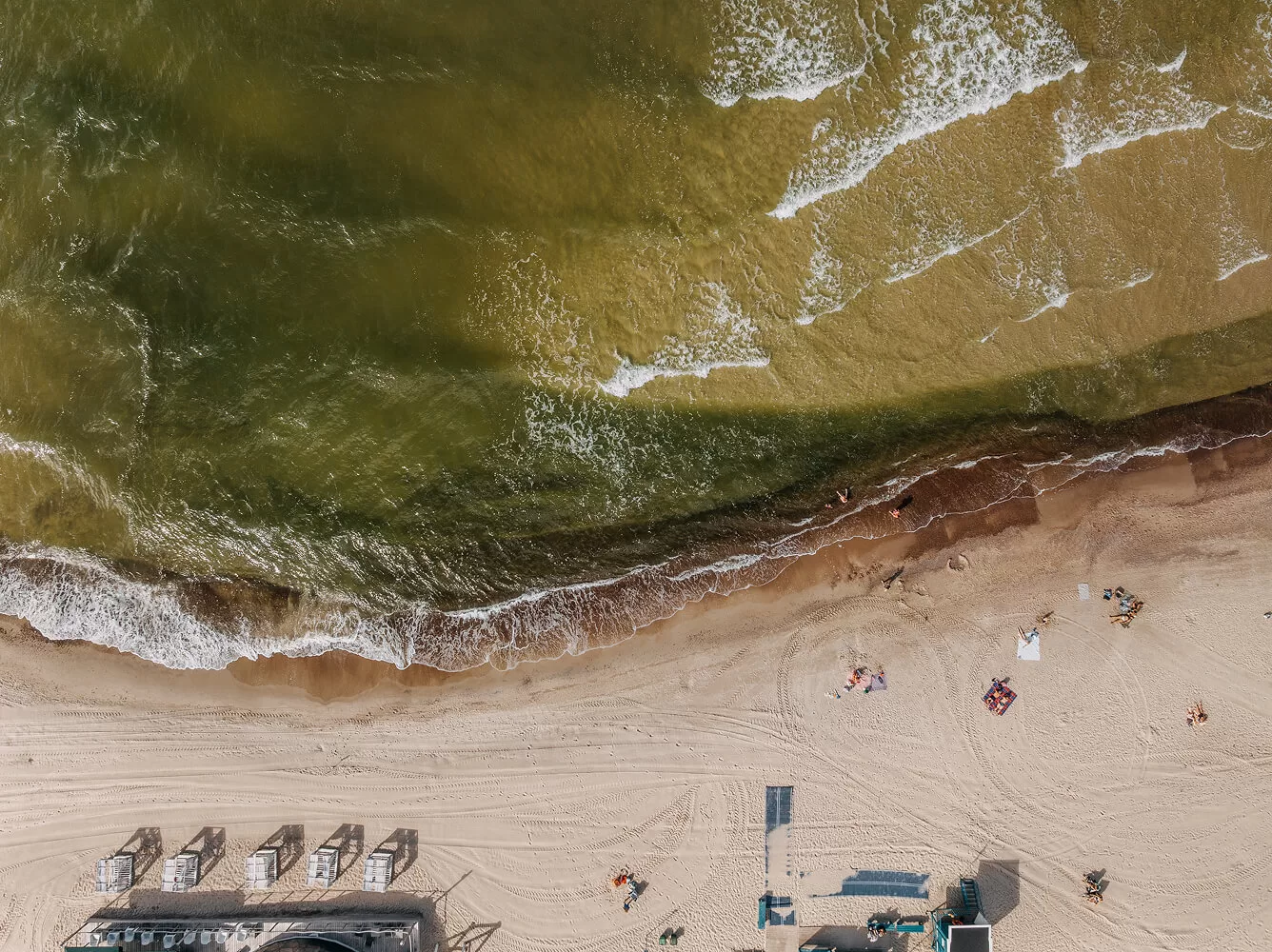 Aerial view of a Klaipėda beach and the sea