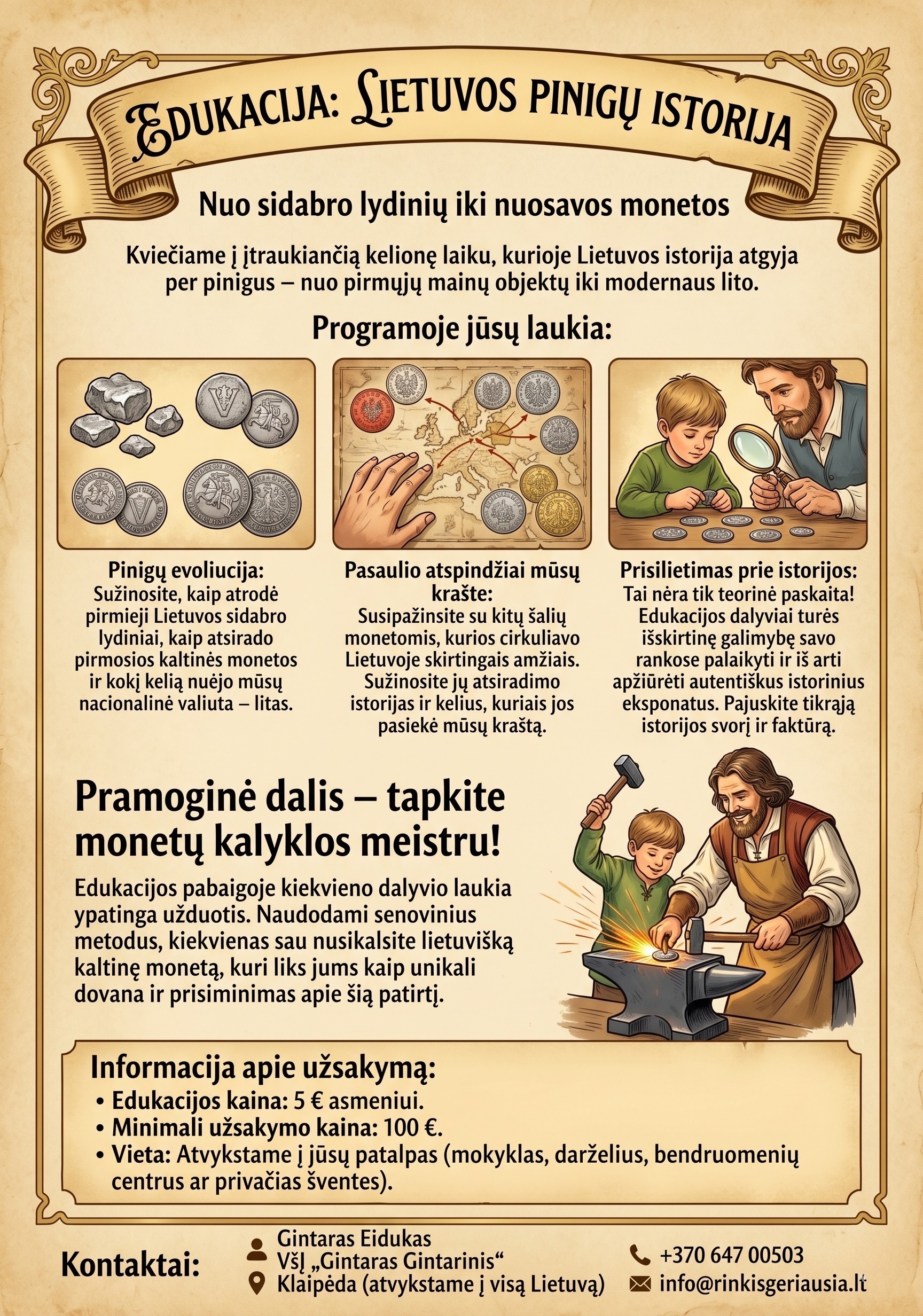 Kūrybinis užsiėmimas – Edukacija vaikams apie Baltijos gintarą ir magnetuko gamyba