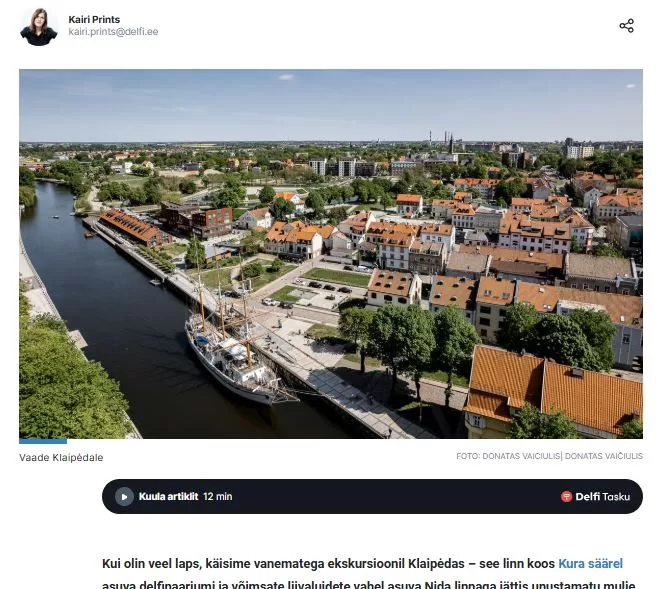 Estijos kelionių portalas pristato Klaipėdos išskirtinumą