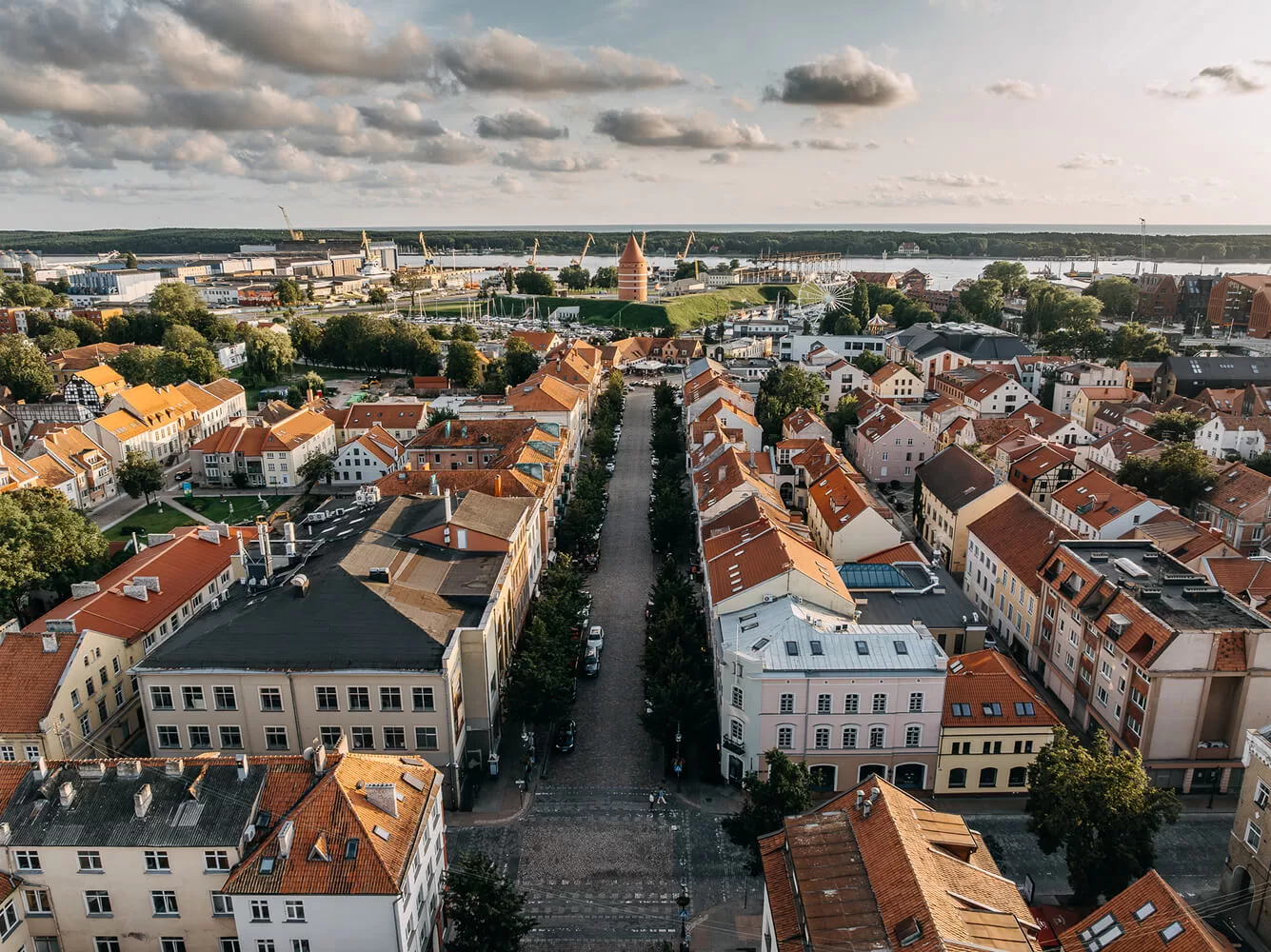 Aerial view of Klaipėda Old Town