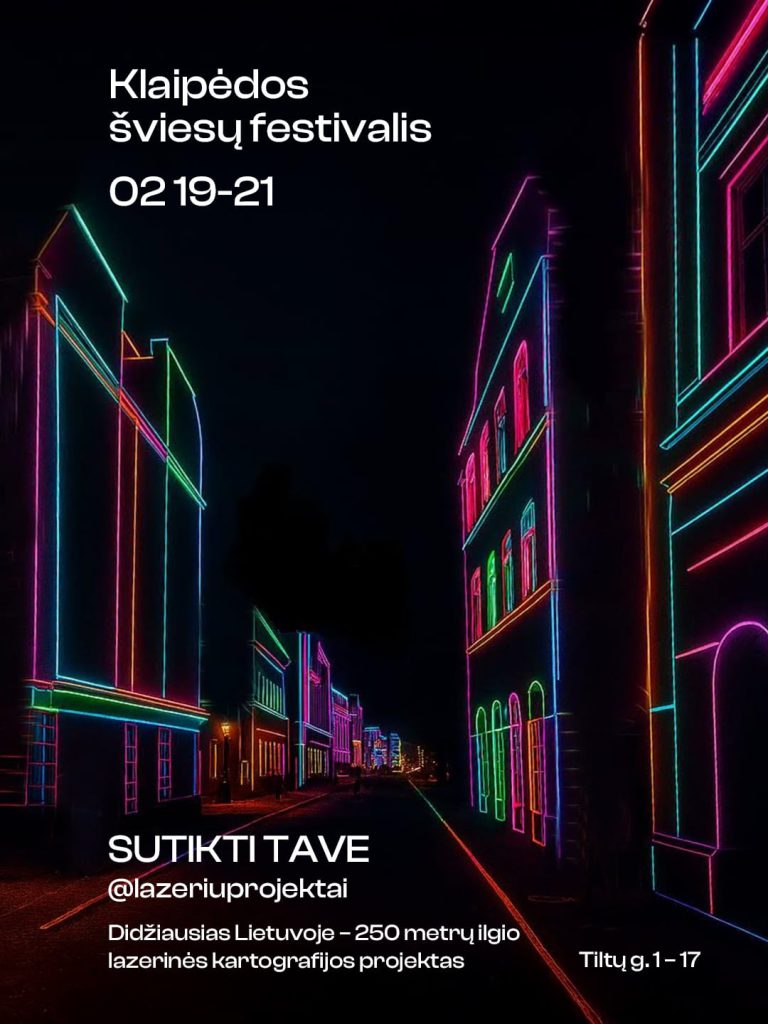 KLAIPĖDOS ŠVIESŲ FESTIVALIS SPALVINGAI TIRPDYS ŽIEMOS LEDUS