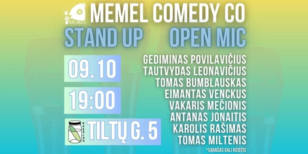 Humoro renginys „Stand Up Open Mic – Memel Comedy Co“