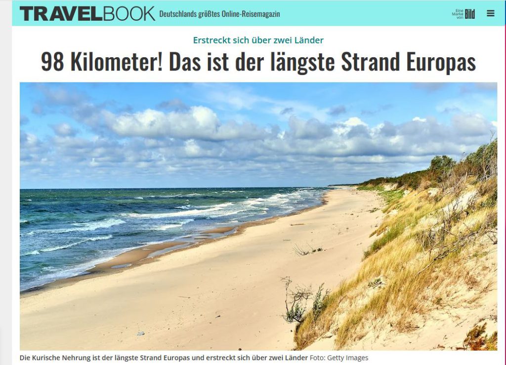 Travelbook.de apie Kuršių neriją: ilgiausias paplūdimys Europoje