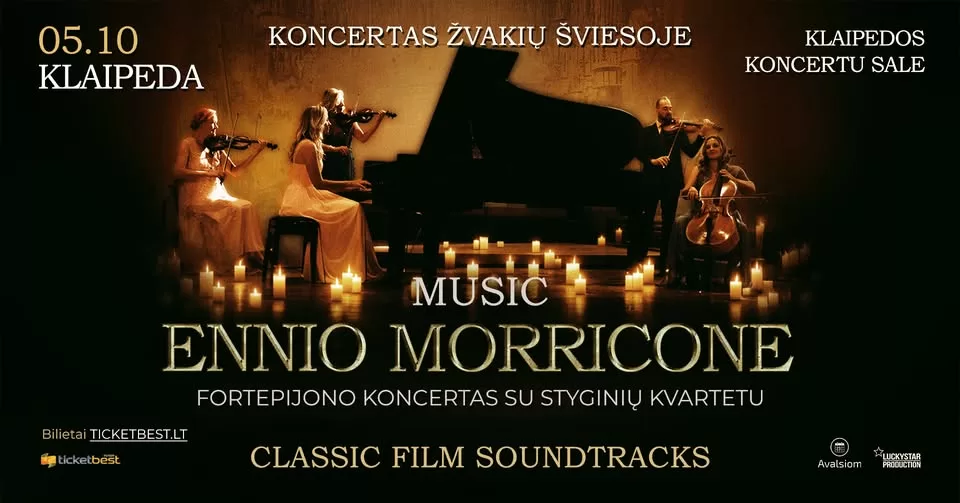 Koncertas žvakių šviesoje: Ennio Morricone muzika fortepijonui ir styginių kvartetui